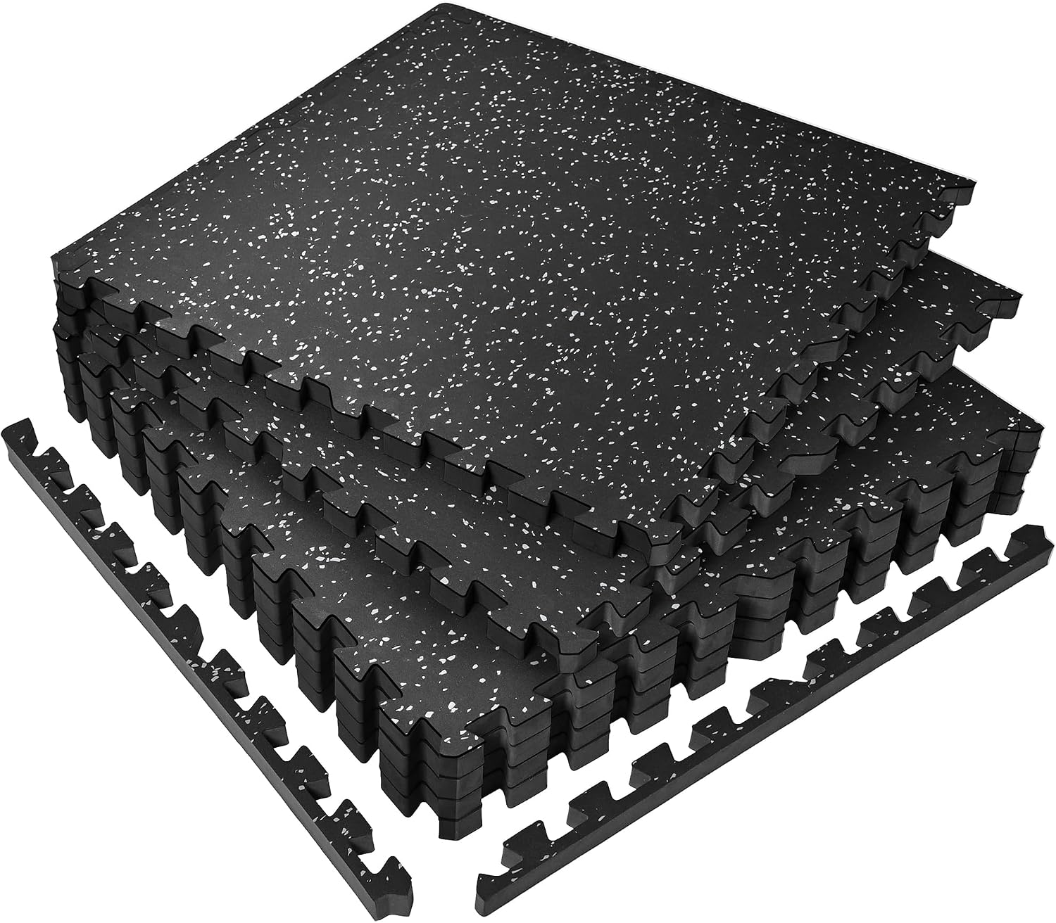 SUPERJARE 0.56'' Thick 24 Sq Ft Rubber Top Gym Flooring for Home Gym | High...