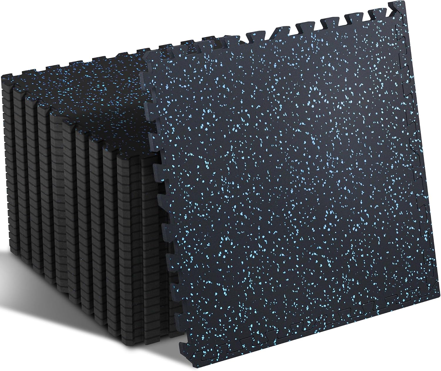 SUPERJARE 0.4'' Thick 24 Pcs 96 Sq Ft Rubber Top Exercise Equipment Mats | High...